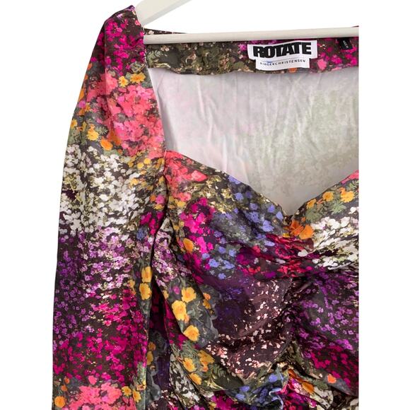 Rotate Birger Christensen Freja Top Floral Ruched Jersey Blouse US 10 UK 16 - Picture 7 of 8